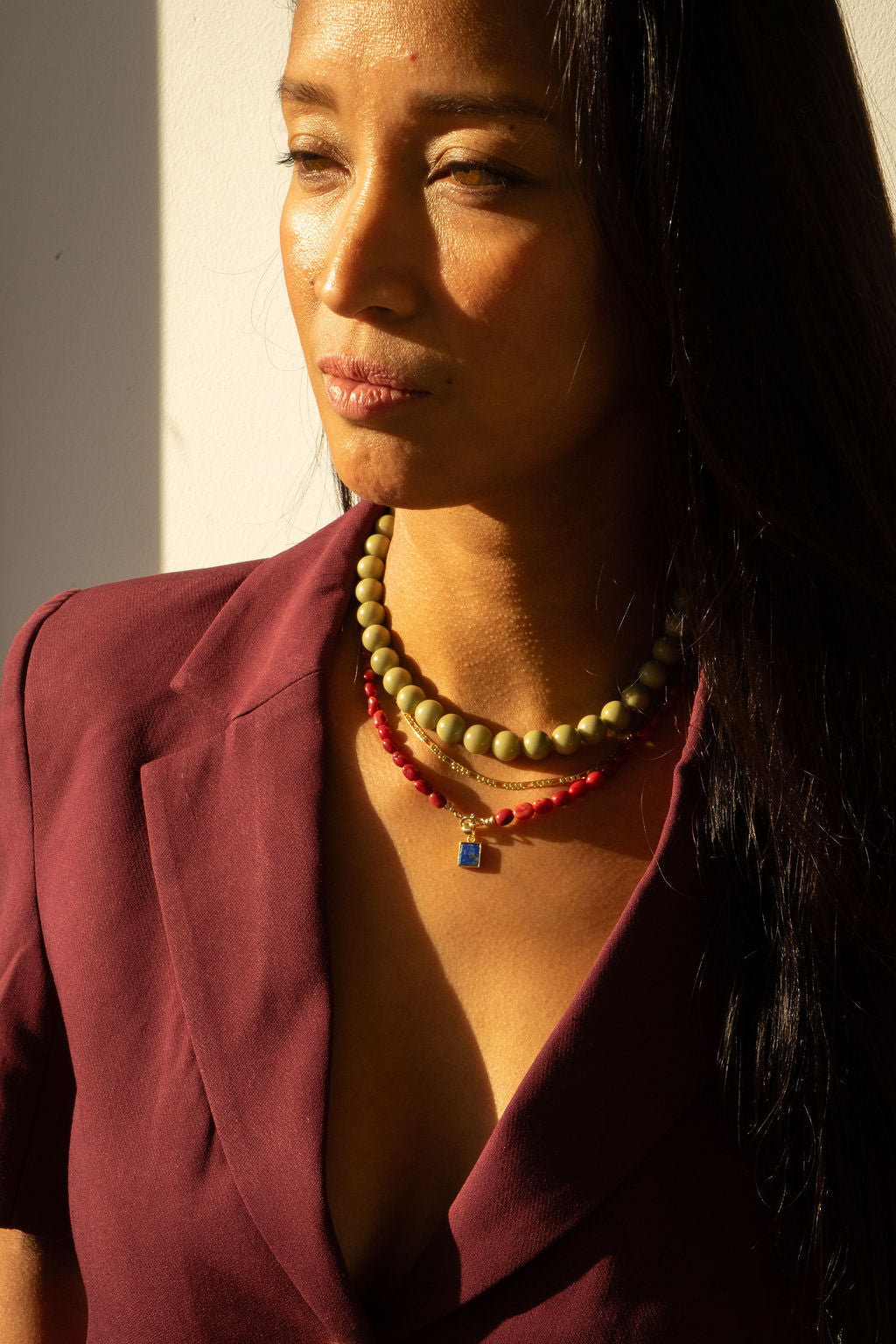 Ketting 9K goud - Coral