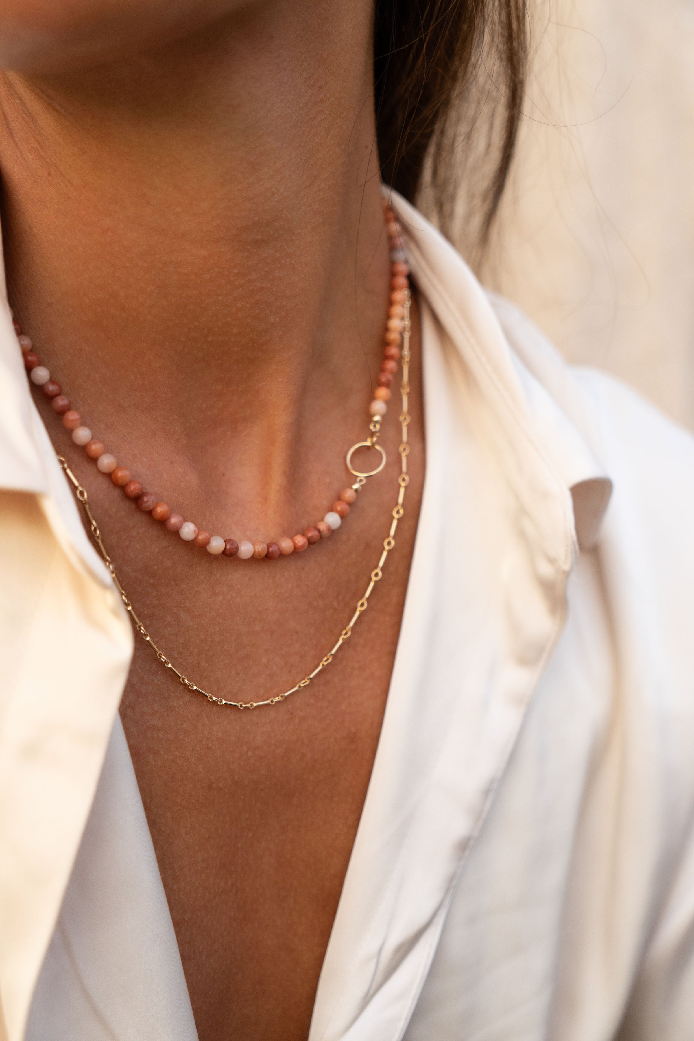Edelsteen ketting - Peach Aventurijn