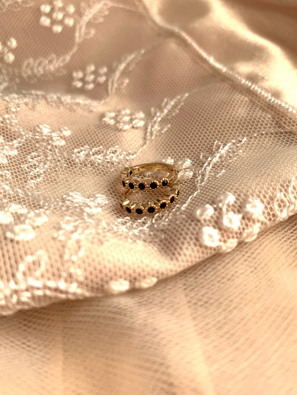 Black twinkling Hoops