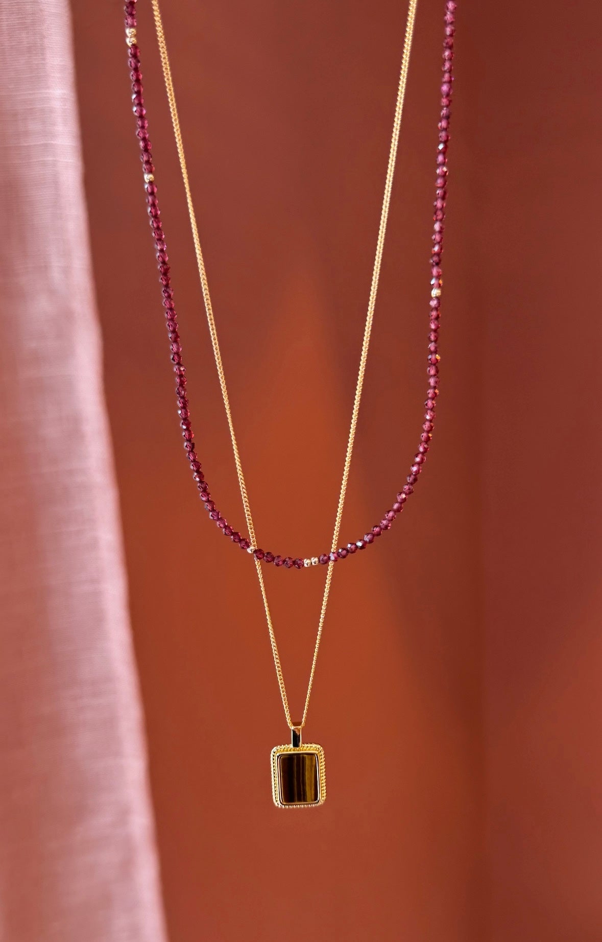 Burgundy ketting - Fine