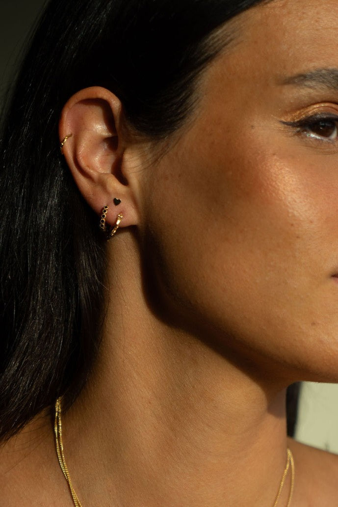 Black twinkling Hoops