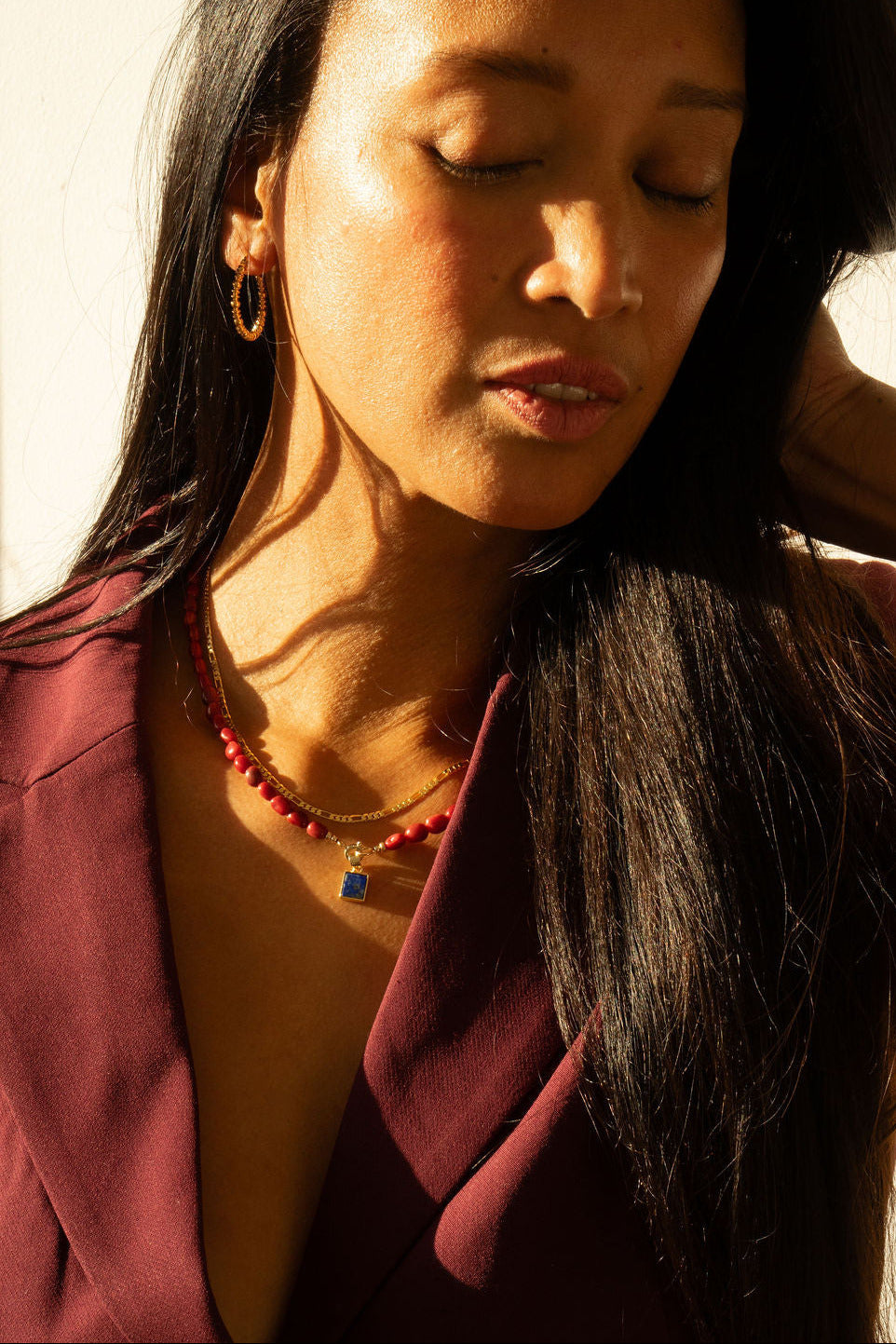 Ketting 9K goud - Coral